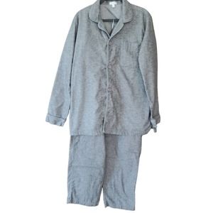 Garnet Hill Men's Pajama Set Flannel With Pockets Drawstring Sz L Gray Sleepwear
